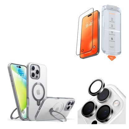 [Bundle]360° Spin MagSafe Case +GlassGo Screen Protector IP16+Camera Protector-TORRAS