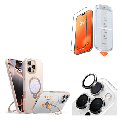 [Bundle]360° Spin MagSafe Case +GlassGo Screen Protector IP16+Camera Protector-TORRAS